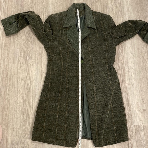 VINTAGE Olive Green and Beige Sleeveless Dress and Blazer Set | Modern US Size S - Picture 9 of 13